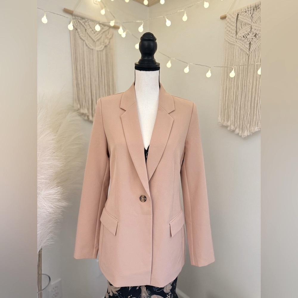 🌾 Single Button Tan Blazer